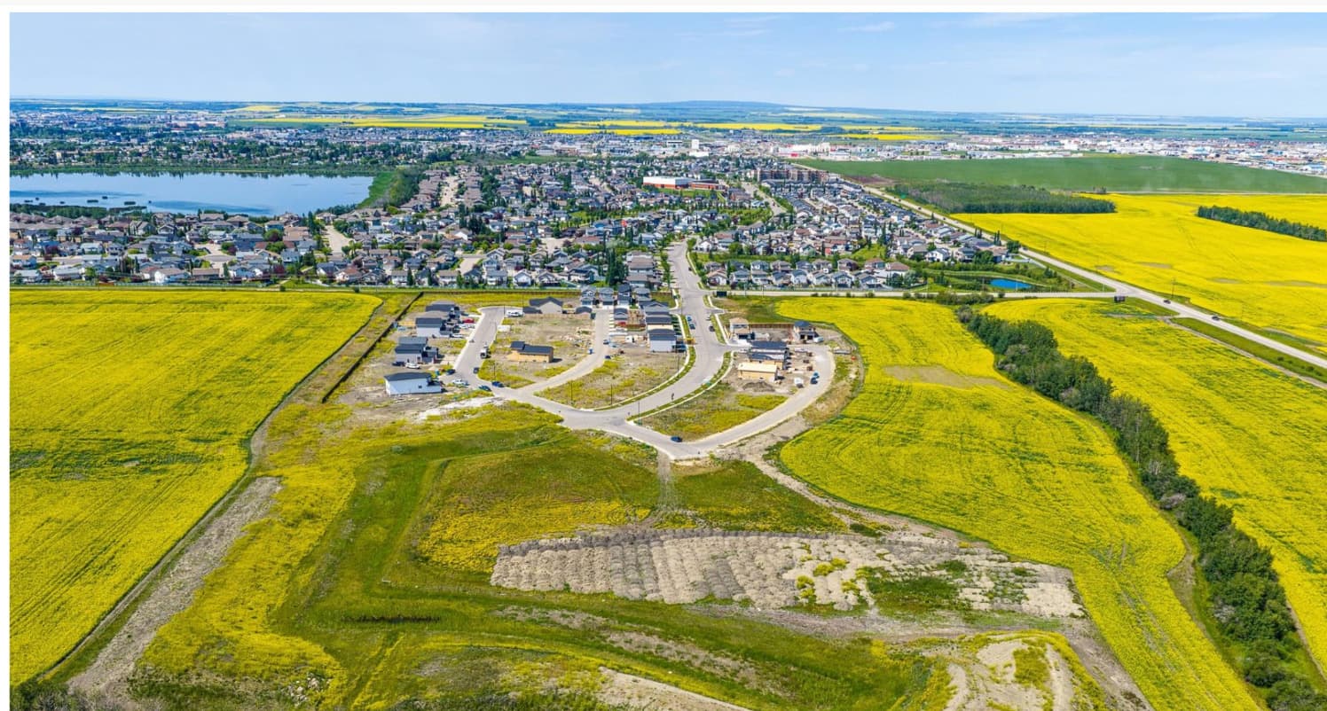 Aerial view of Anthem homes in EastHaven, Grande Prairie